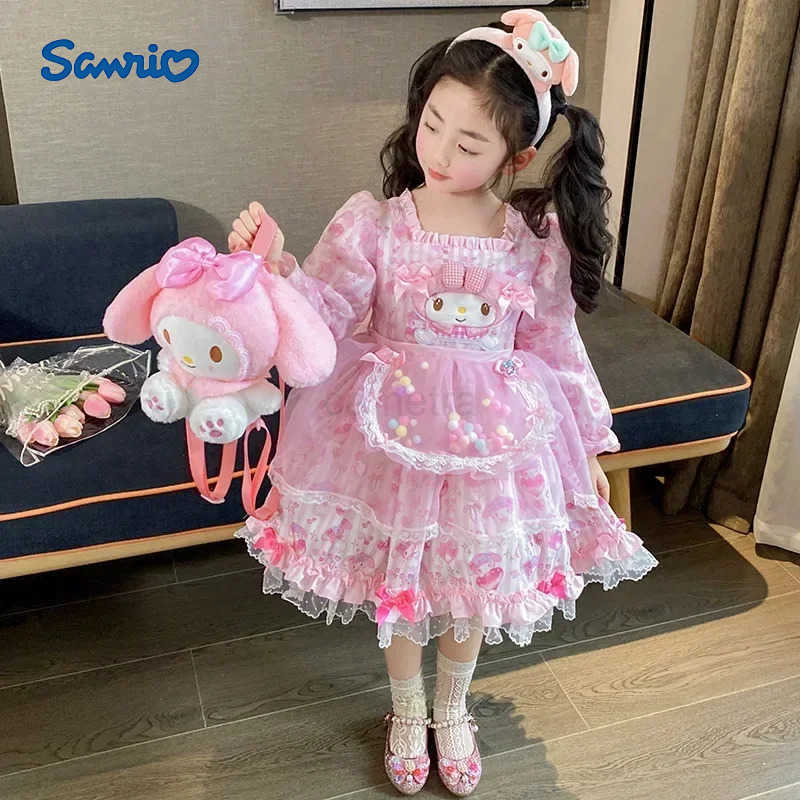 Sanrio Sanrio 2024 New My Melody Lolita Dress Kawaii Kids Girl Cosplay Clothing Cute Halloween Birthday Party Role Play Tutu Dress Gift XJ250618