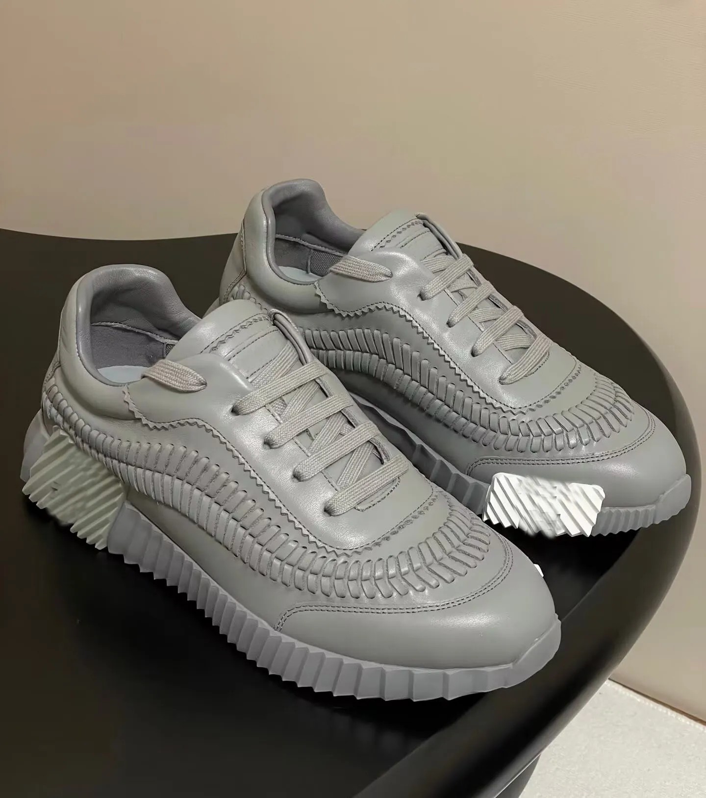 Elegant Brand Men Bouncing Sneaker Braided Calfskin Leather Technical Runner Sports Excellent Quality 1/1 Women Men Dress Party Casaul Walking EU38-46