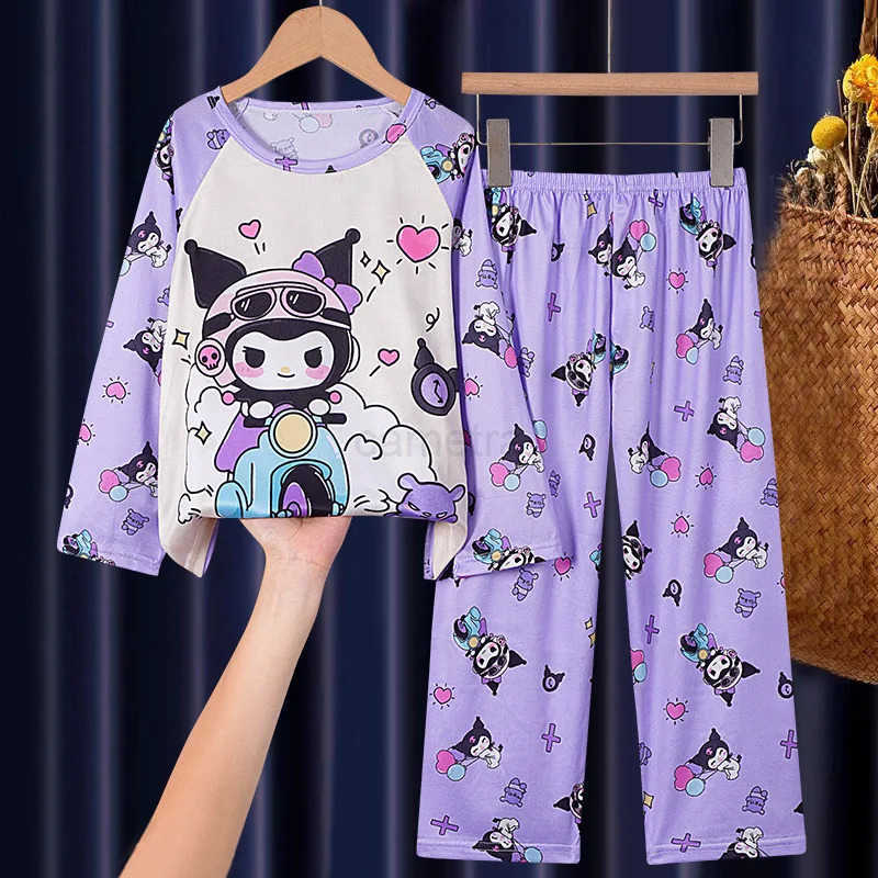 Sanrio Sanrio Collection Children Pajama Sets Trendy Anime Pattern Print Boys Girls Pajamas Suit Soft Loose Comfortable Homewear AutumnXJ250618XJ25061