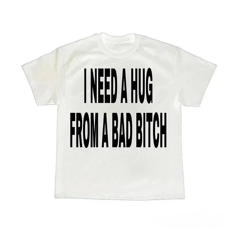 Loose Women T Shirt Casual Short Sleeve Letter Print Tshirt Summer T-Shirt Top Tee Y2k Emo