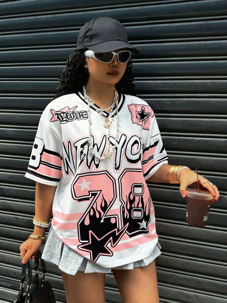 Women's Fashion Ins Style Personality Hot Girl Letter Print Loose Trendy Short Sleeve T-Shirt B5