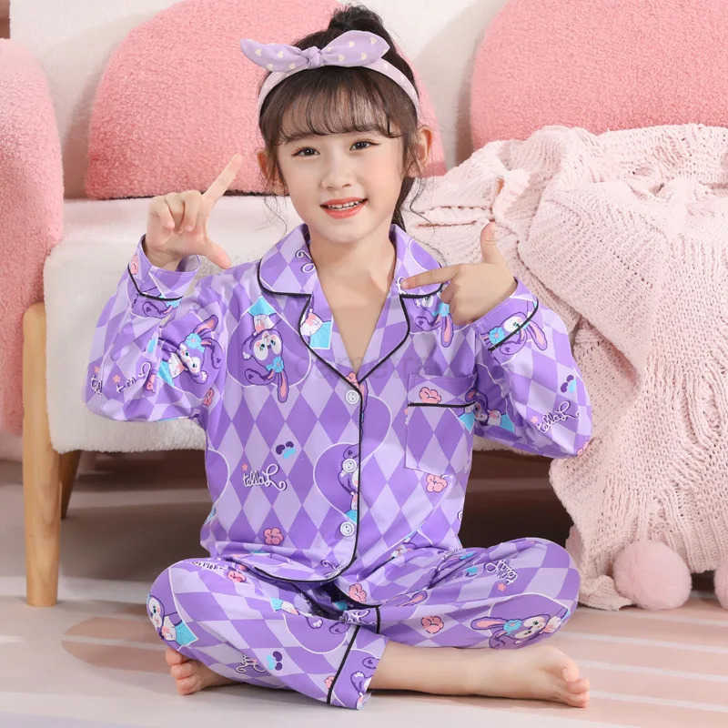 Sanrio Adorable Sanrio Cardigan Children Pajama Sets Causal Fashion Cartoon Print Nightwear Suit Loose Comfortable Breathable PajamasXJ250618XJ250618