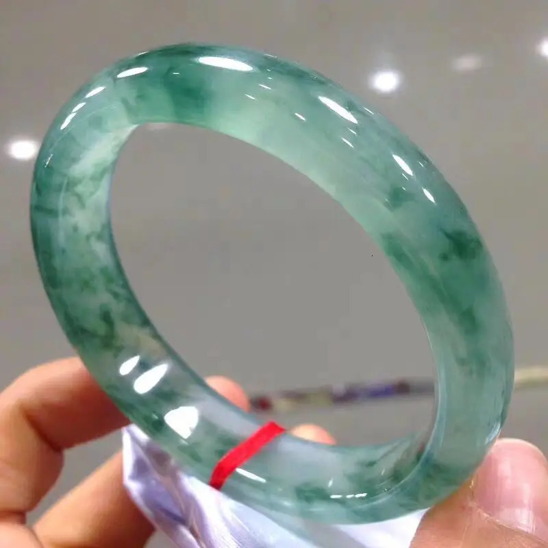 Light Green Jade Bracelet Fashion Accessories Jadeite Natural Charm Jewelry Women Men Handcarved Round Bangle Hand Ring 250618
