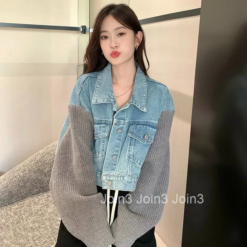 Spring Autumn Korean Popular Clothes Denim Jacket for Women Patchwork Designer 2025 Models Harajuku Cheap Y2k Cowboy Coat Woman