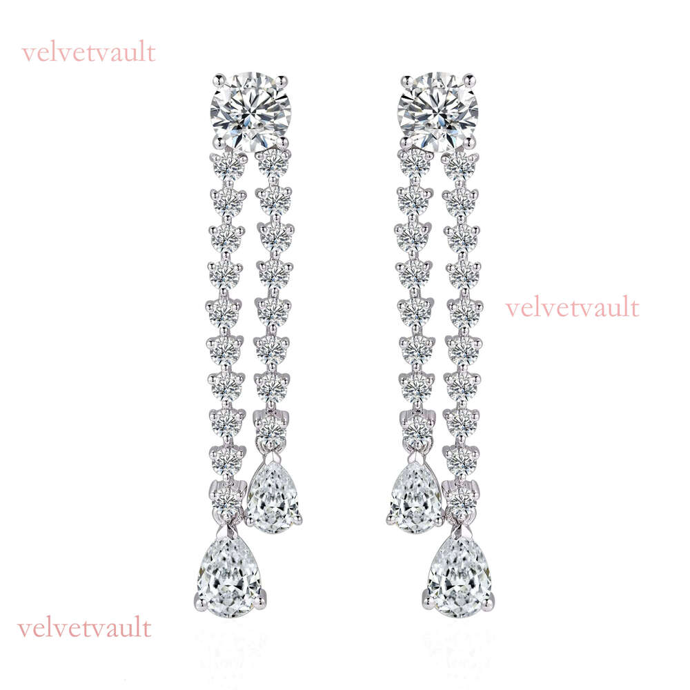 14k Pure Gold with IGI Certificate, Round Pear Cut VVS D Color Near War Laboratory White Drop Earrings