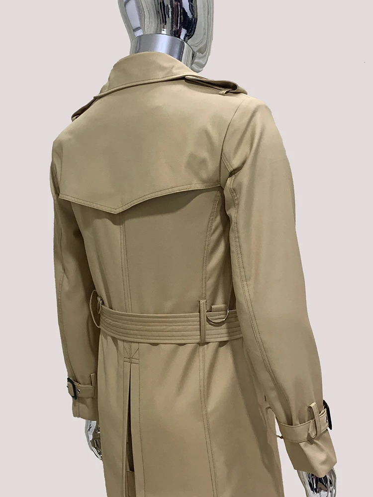 Mauroicardi Spring Autumn Long Khaki Trench Coat Men Double Breasted High Quality Chic European Clothes Overcoat 250618