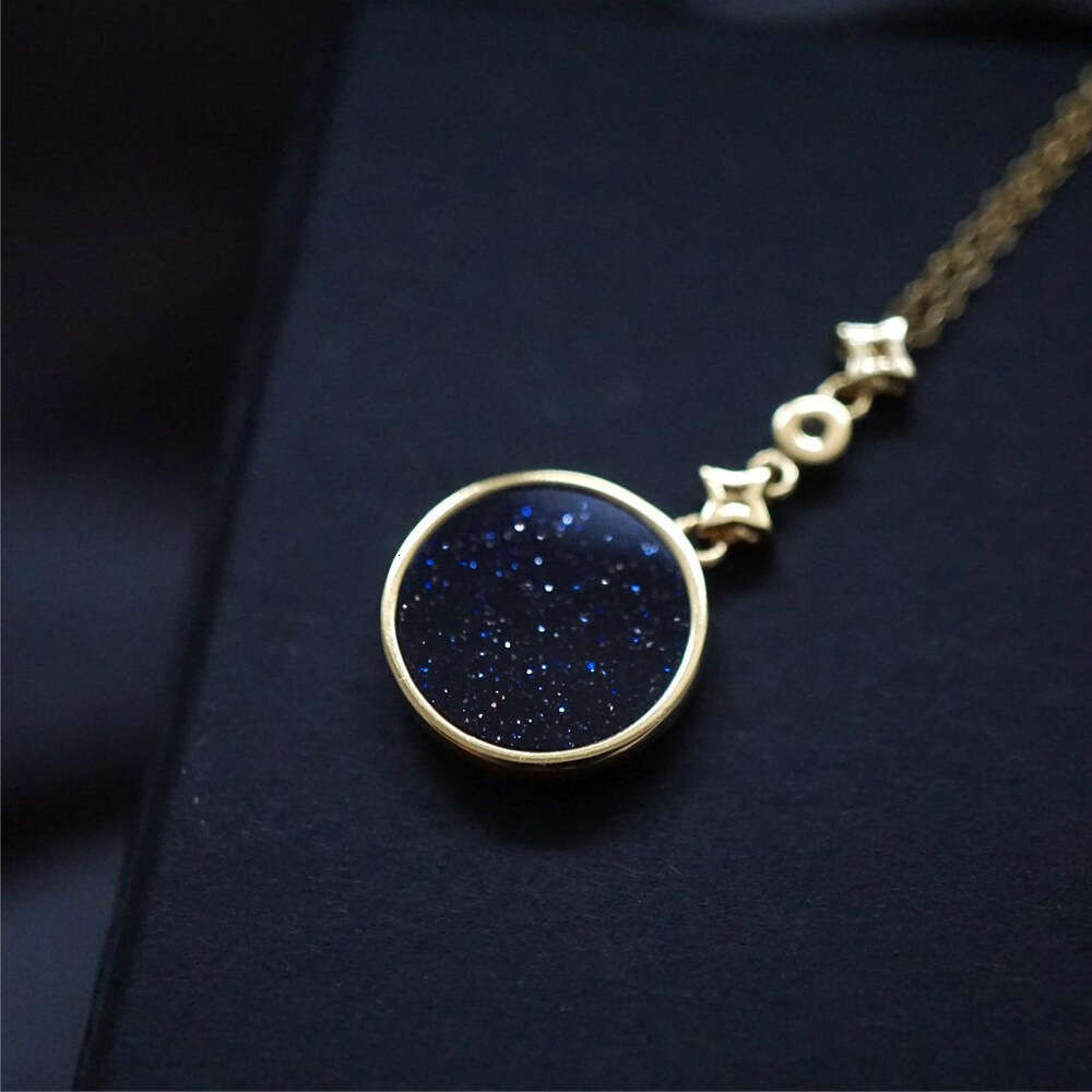 Blue Sand Stone Sun Moon Star Exquisite Collarbone Ins Necklace Personality Light High-end Sier Temperament Women's Chain