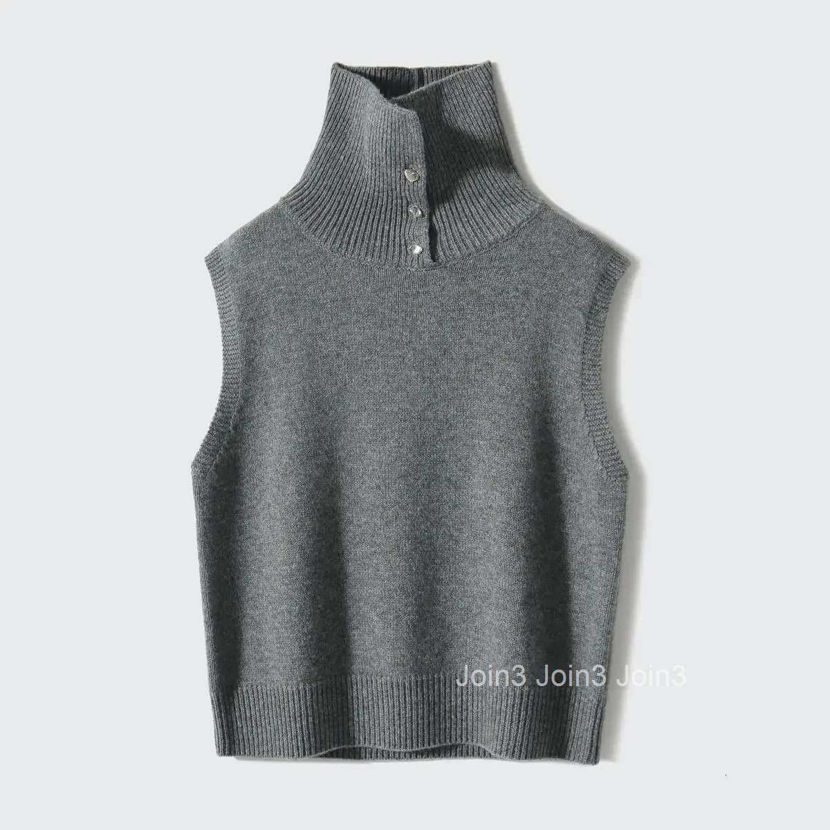 Winter Button Ladies Sweaters Grey Knitted Top for Women Gigh Neck Jerseys Vest Turtleneck Autumn 2025 Cold Jumper Korean Luxury
