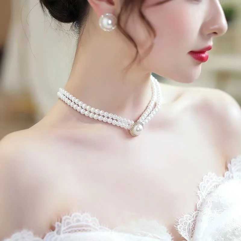 New Baroque Pearl Choker Necklace For Women Luxury Wedding Party Triple-layer Beaded Necklace Torques Ladies Trendy Jewelry Gift W250618