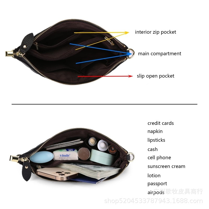 Free Shipping Designer Lychee Grain Women's Leather Fashionable Handbag Luxury Bag And Double Zipper Portable Handbag