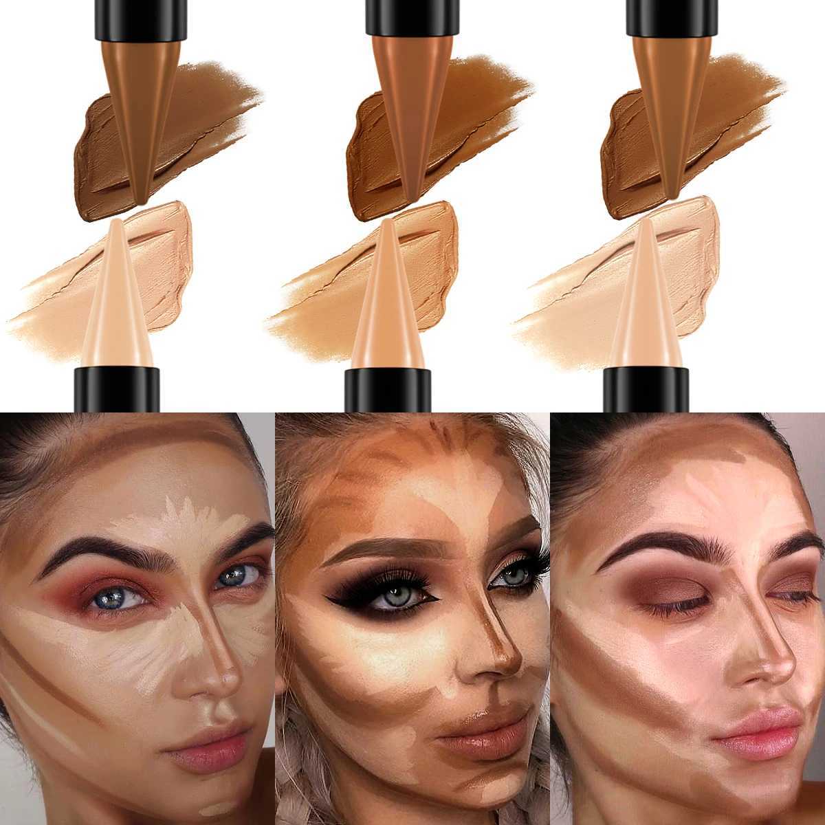 1PC Double Head Highlight Foundation Contour Pen Face Makeup Waterproof Concealer Stick Pencil Cosmetics for Women Gifts XJ250618