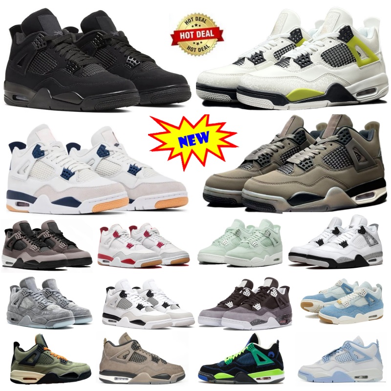 Basketball Shoes Men 4 Cave Stone Navy White Cement Black Forget Me Not Seafoam Worn Blue Light Lemon Twist Brick by Designer 4s Varsity Red Women Outdoor Shoe Sneakers