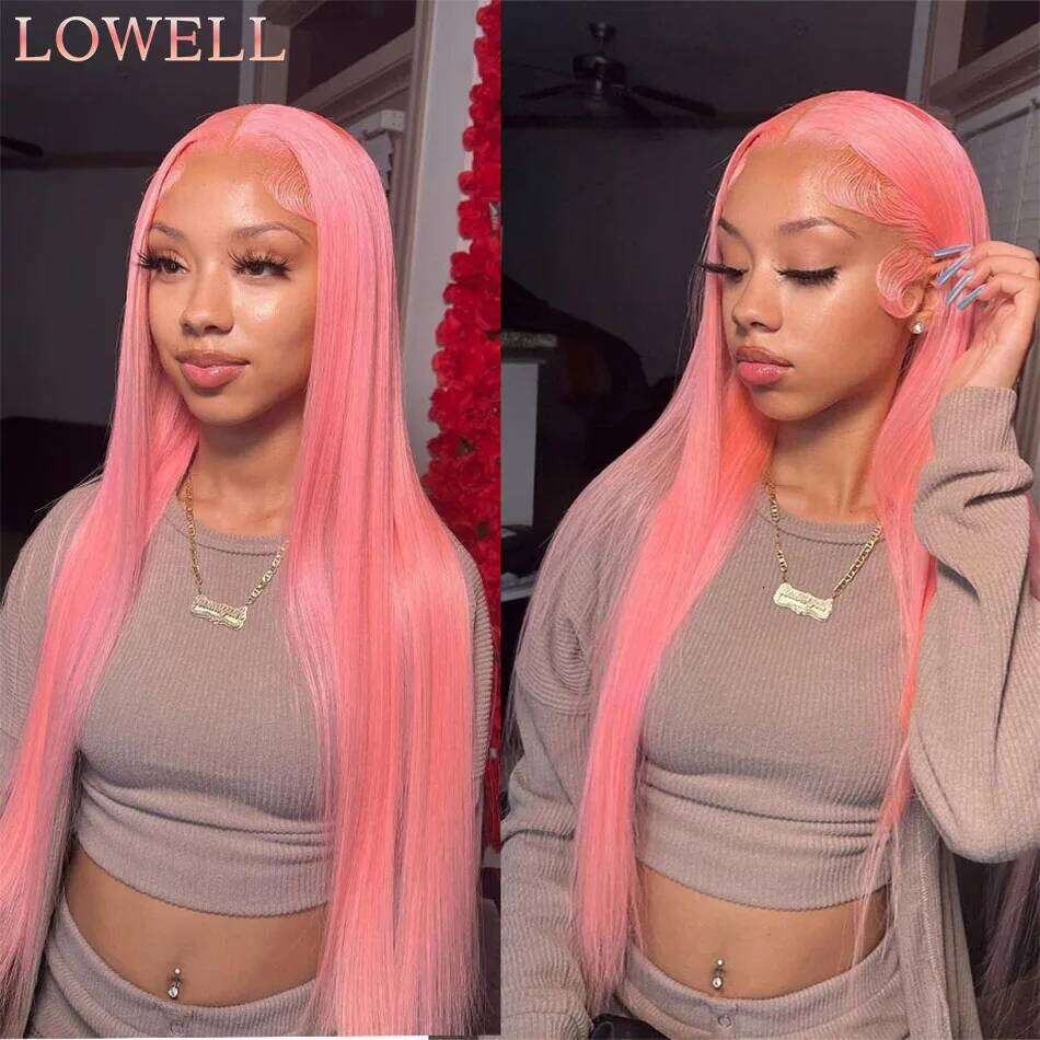 Pink Human Hair For Women 13x4 Hd Frontal Wig Brazilian 613 13x6 Colored Straight Lace Front Wigs