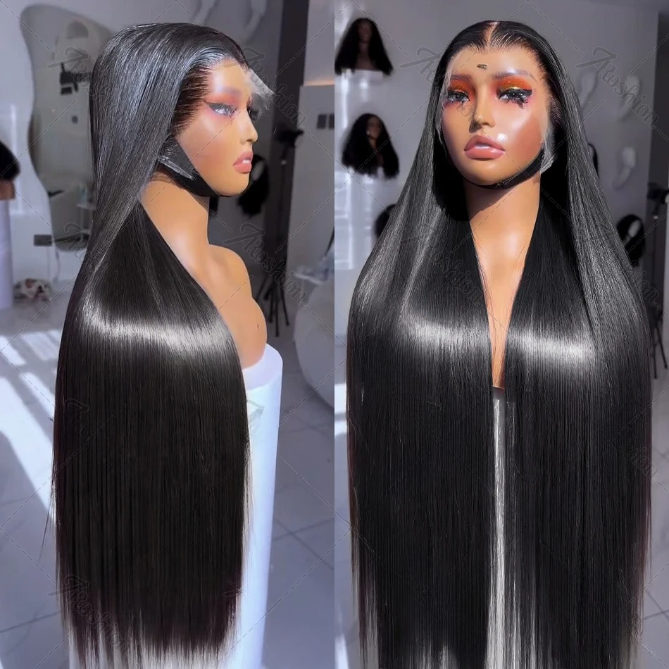 30 40 Inch 13x4 13x6 HD Transparent Bone Straight Lace Front Wigs 250 Density 360 Full Lace Brazilian Human Hair Wigs For Women Synthetic