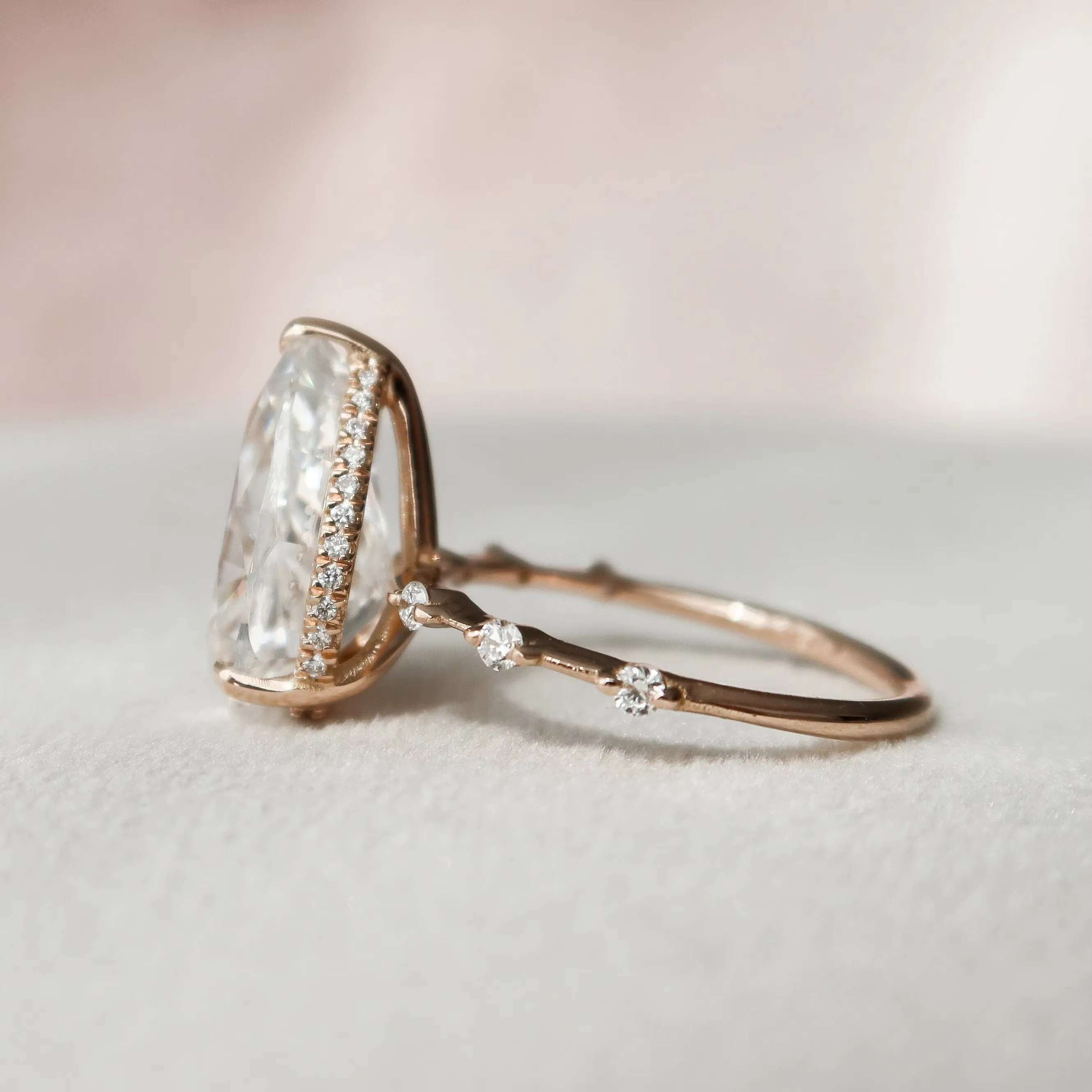 4 Ct Elongated Pear Cut Moissanite Engagement Ring-Elegant and Durable Wedding Jewelry