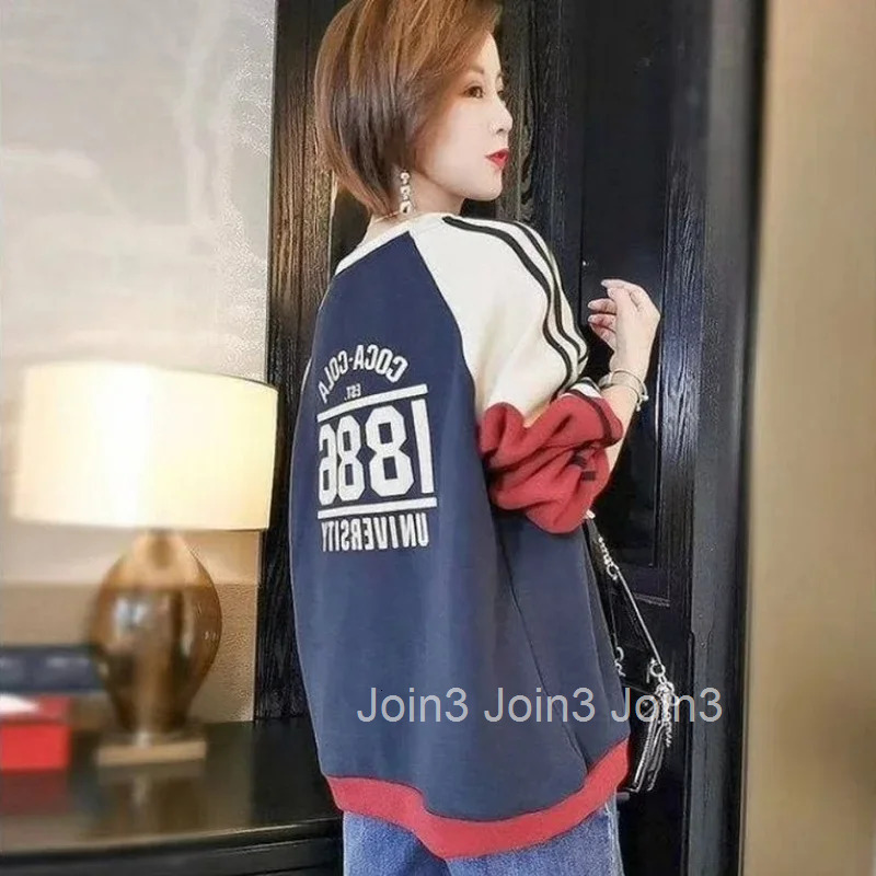 Text Round Neck Pullovers Letter Printing Loose Womens Sweatshirt Baggy Top on Promotion Novelty Long Sleeve E M Woman Clothing