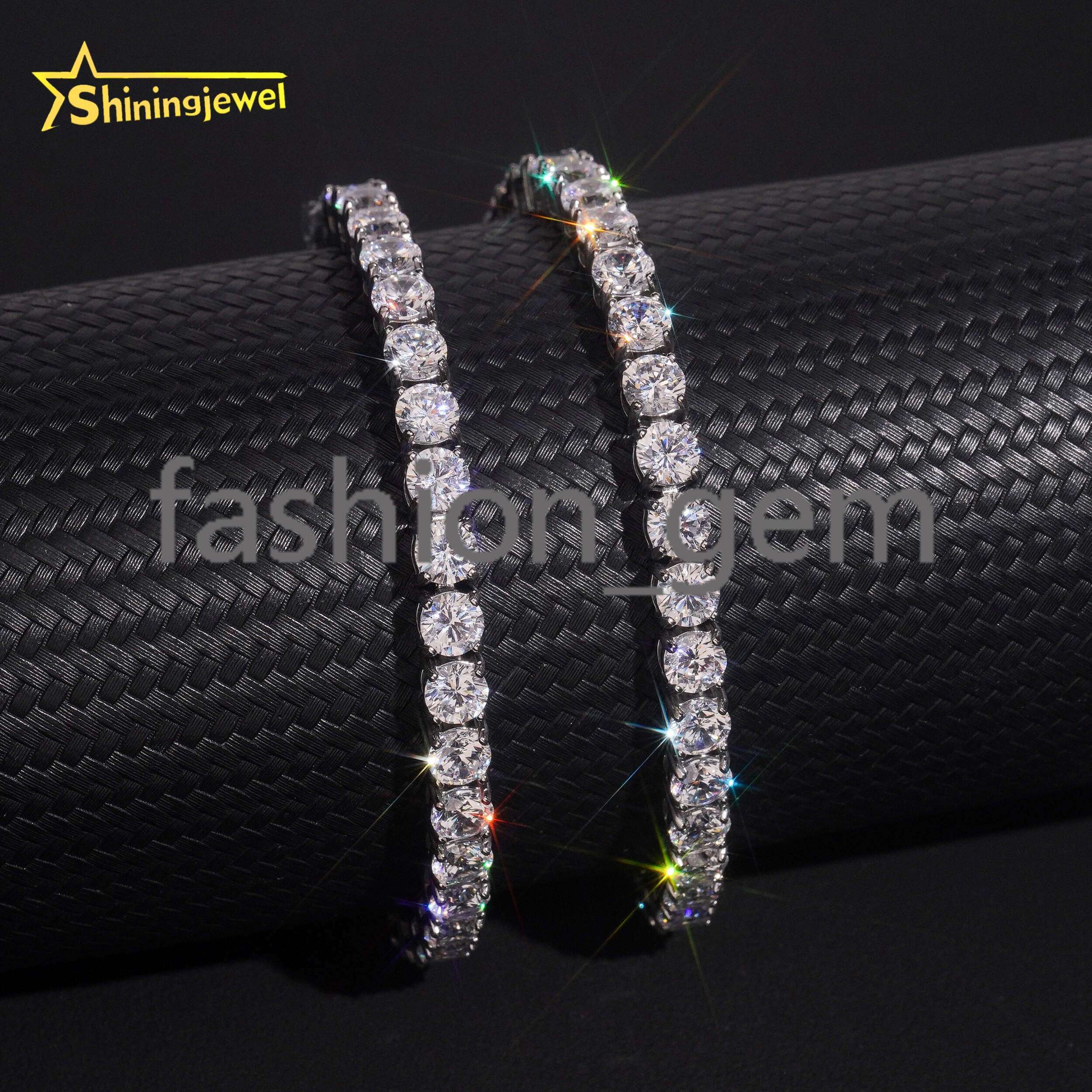 Factory Price Hip Hop 3mm 4mm 5mm 6mm moissanite Tennis Chain 925 silver Fashion Chain Men Women moissanite Diamond Tennis Necklace