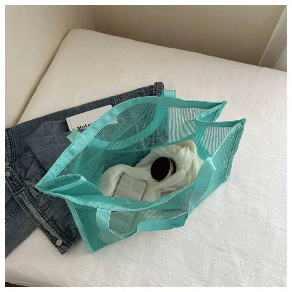 Large Capacity Beach Bag Letter Summer Transparent Mesh Bag Swimming Fitness Bag Mtifunctial Storage Bag Travel Shoder Bag B250618