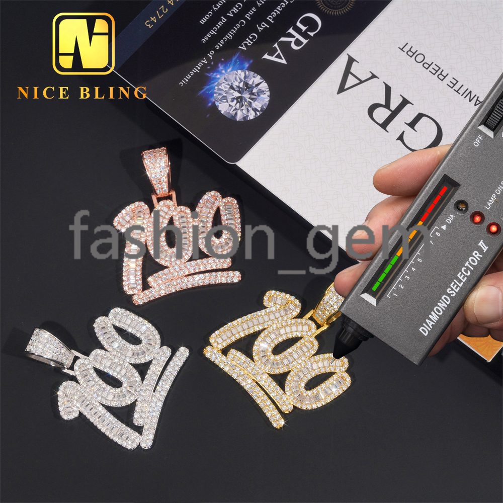 Custom Iced Out Number 100 Hip Hop Moissanite Jewelry Pendant VVS Moissanite 925 Sterling Silver Hip Hop Pendant