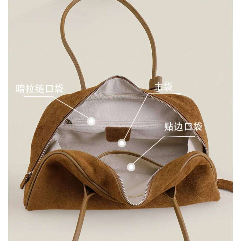 vintage england stylish matte coffee color boston tote genuine suede leather women tophandle handbag leisure daily shoulder bag