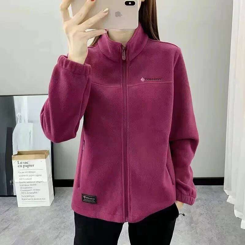 Women's Fleece Jacket Autumn Winter 2025, New Warm Coat, Plus Size Quilted Outerwear, Sports Collar Jackets, Cold Weather Jackets for Women