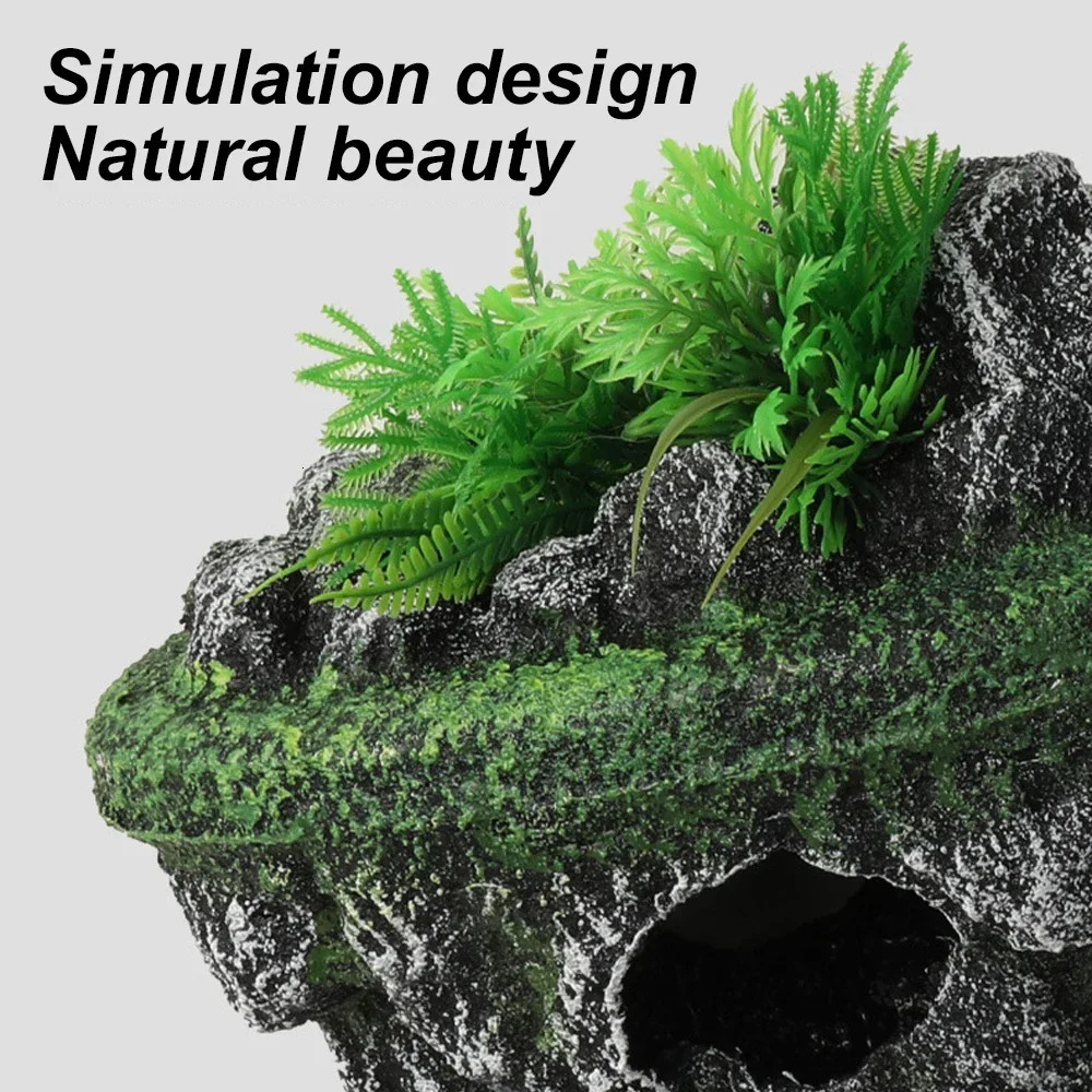 Suspended Island Fish Tank Decorative Creative Floating Stone Simulation Plants Caverns Crafts Ornaments Aquarium Accessories 250613