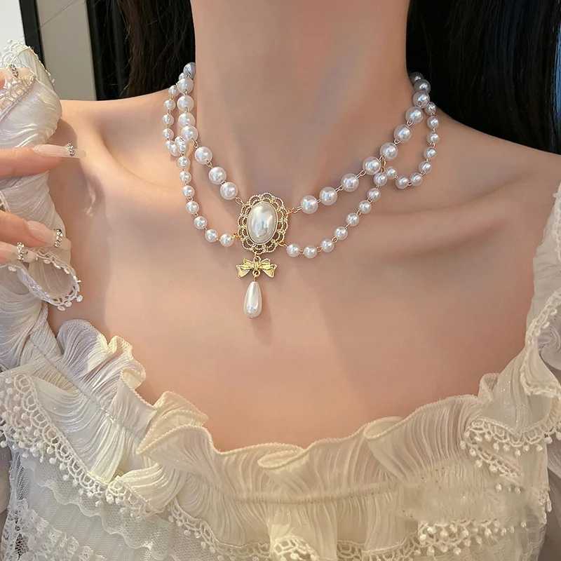New Baroque Pearl Choker Necklace For Women Luxury Wedding Party Triple-layer Beaded Necklace Torques Ladies Trendy Jewelry Gift W250618