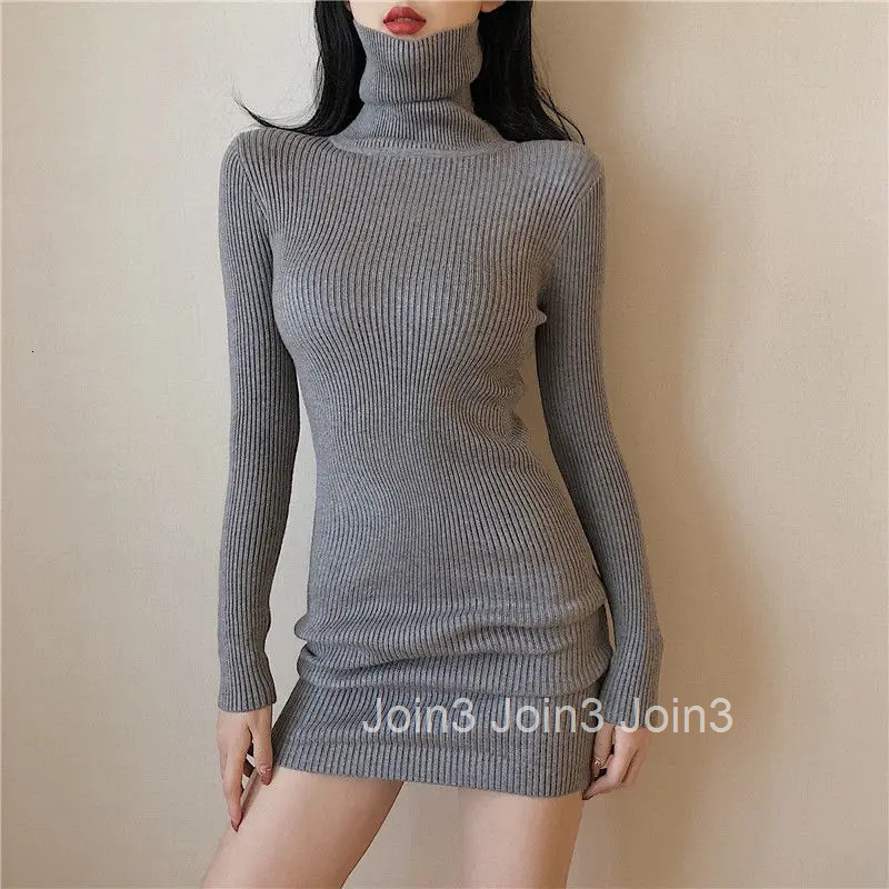 Solid Female Dress Short Extreme Mini Sexy Daring Turtleneck Crochet Womens Dresses Knit Clothing Bodycon Korean Fashion Cotton