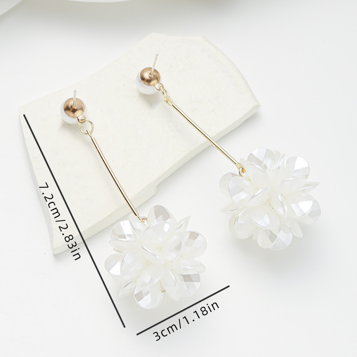 Minimalist Large and Small Pearl Stud Earrings with Unique Petal Design, Long Tassel Earrings, Versatile Ear Jewelry