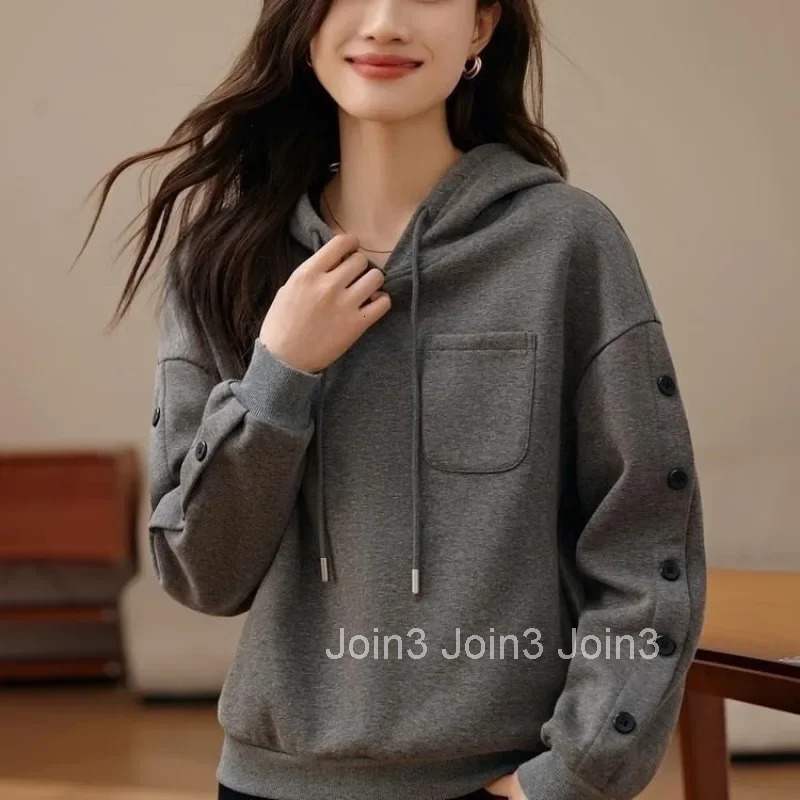Loose Long Sleeve New In Baggy Hooded Sweatshirt for Women Essential Korean Clothing Hoodies Youthful Clothes Basic M Woman Tops