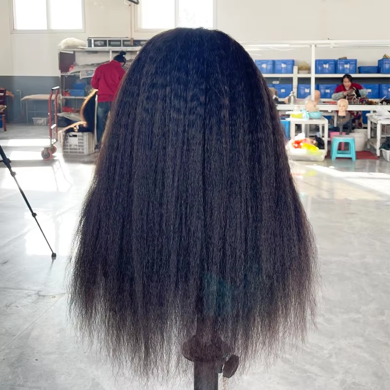 12A Grade Remy Kinky Straight Half Wig with Flip Over Design3/4 human glueless Natural Hair Color