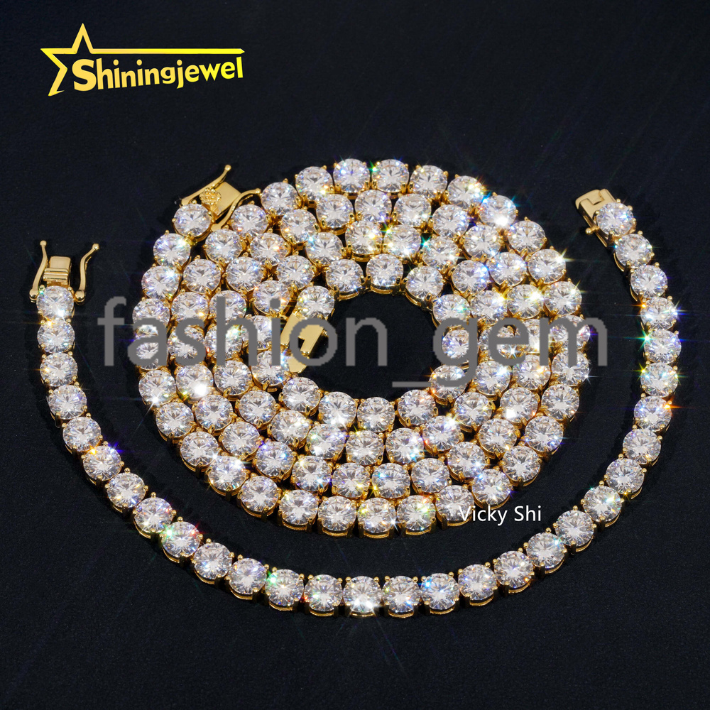 GRA Certificated 925 Silver 2MM to 5MM Moissanite Tennis Chain Men Fine Jewelry Moissanite Tennis Necklace Pass Diamond Tester