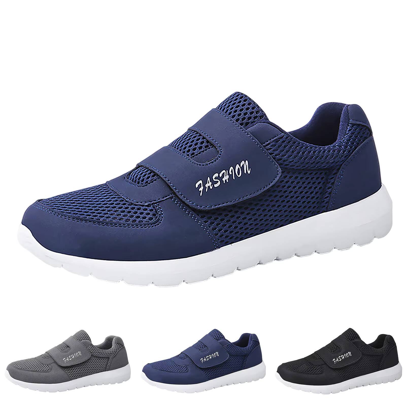 Men Casual Shoes S Hook Loop Sneaker Solid Color Fly Woven Breathable Running Soft Sole Air Mesh Flat Bottom Shoes For Men Sapatos Ddmysaturn