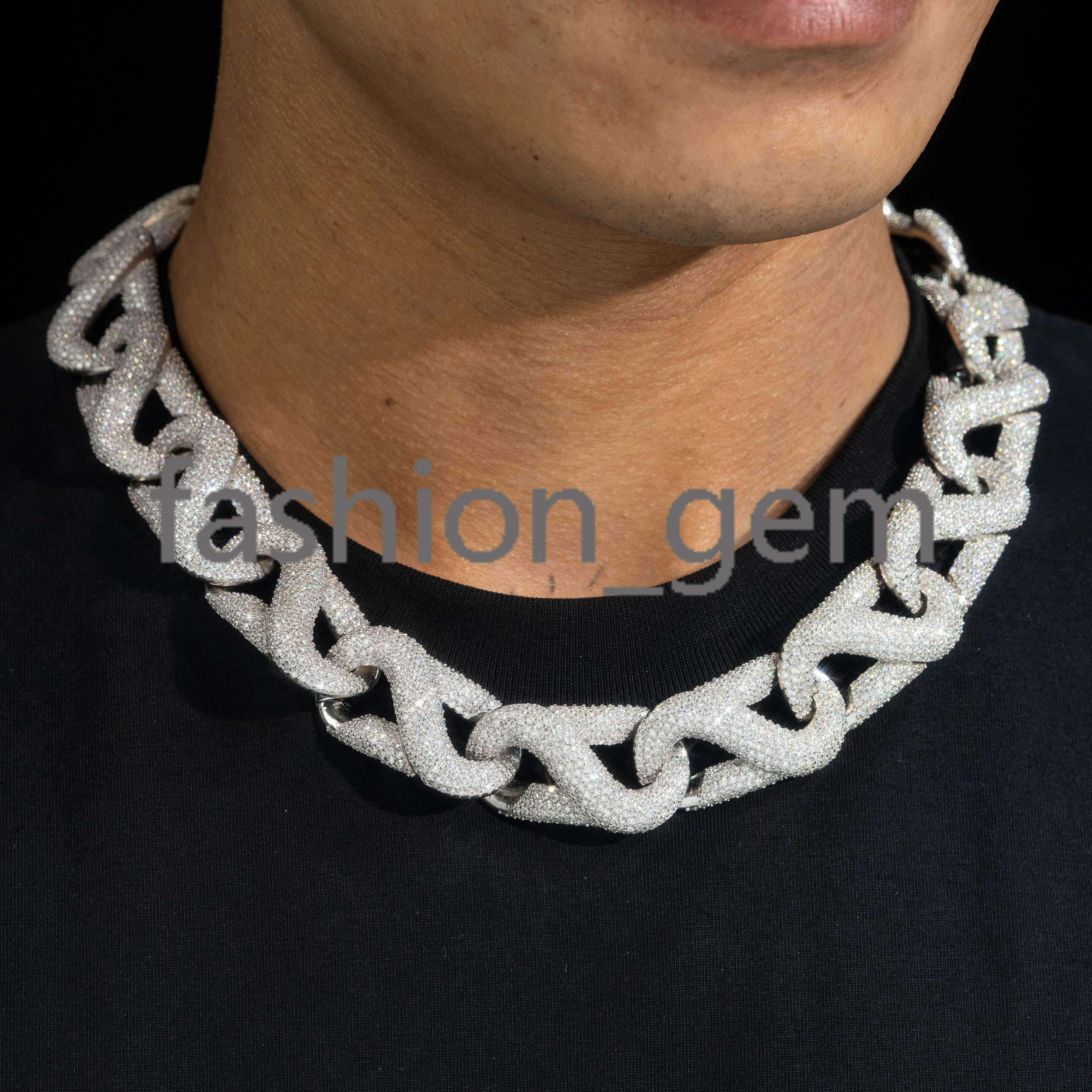 Jewelry Hip Pop Chain Trendy Rich Choker Anklet 925 Silver Iced Out VVS Moissanite Cuban Chain Necklace