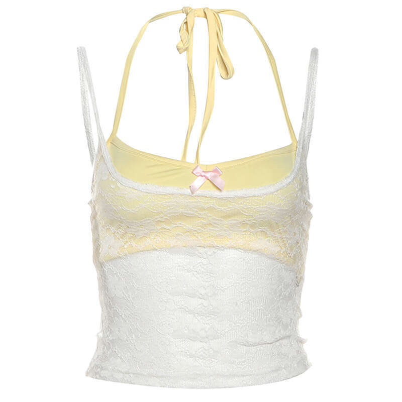 Summer New Women's Sexy Mesh Strap Solid Color Halter Neck Tube Top Two-Piece Set B5