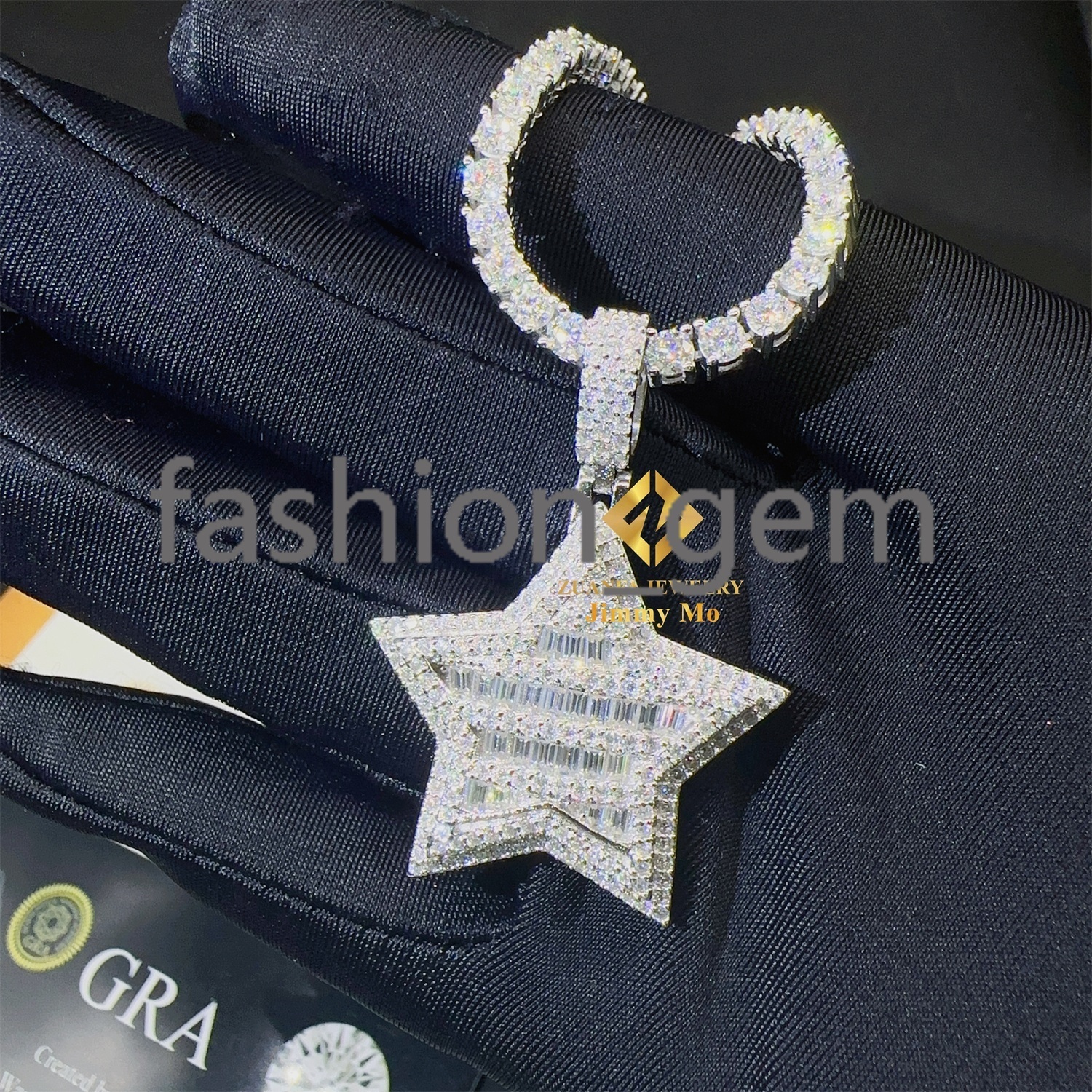 Bulk Stock Iced Out Shining Jewelry Hip Hop Pendant 925 Silver White Gold Rose VVS1 Moissanite Diamond Star Pendant