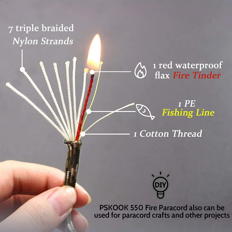 Eagle 25FT 75M 550 10core paracord 4mm outdoor Camping Survival tool PE fire rope fishing cotton line Parachute Hiking 250611