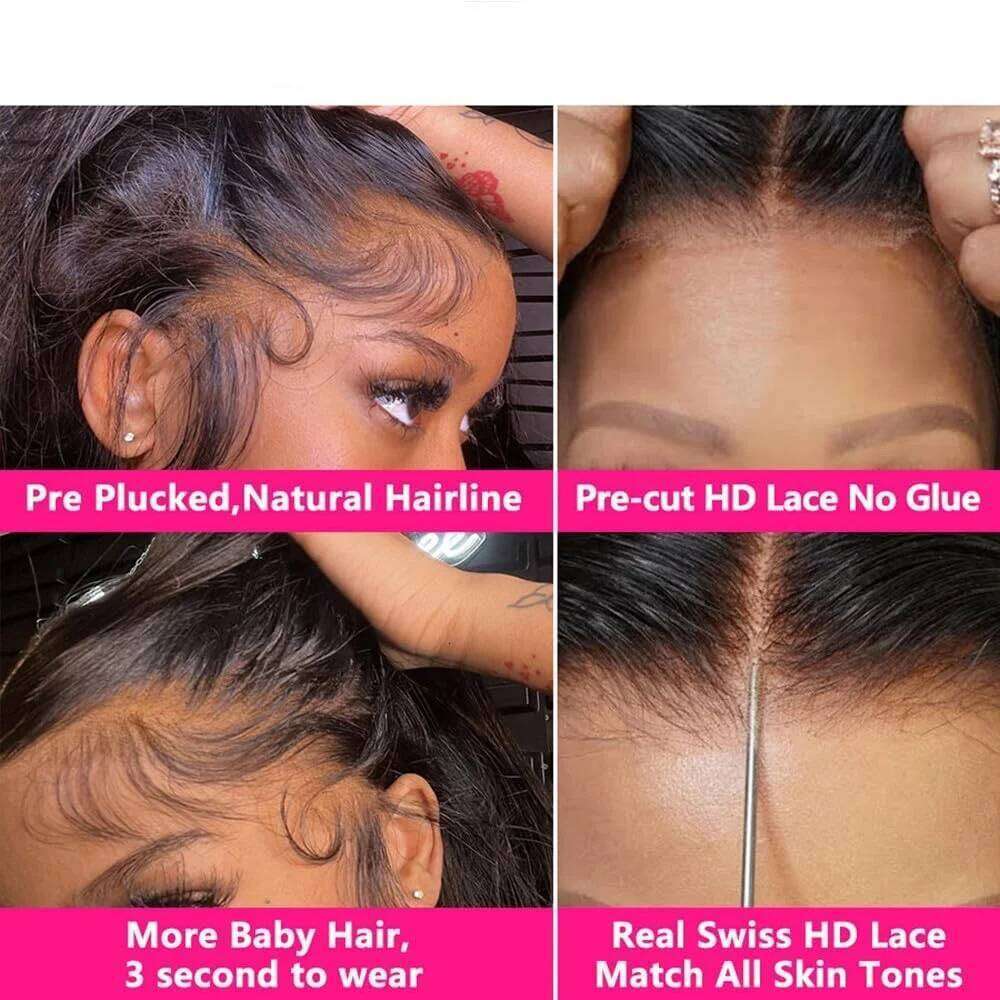 5x5 Closure boby wave wig for women Wavy 40 inch hd lace frontal human hair wigs Pre Plucked 4x4 Lace Front Wigs