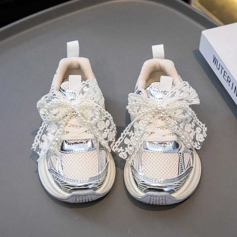 New Kids Sneakers for Girls Chunky Non-slip Children Princess Shoes Running Versatile Toddlers Causal Sports Shoes Lace Bowknot Z250618
