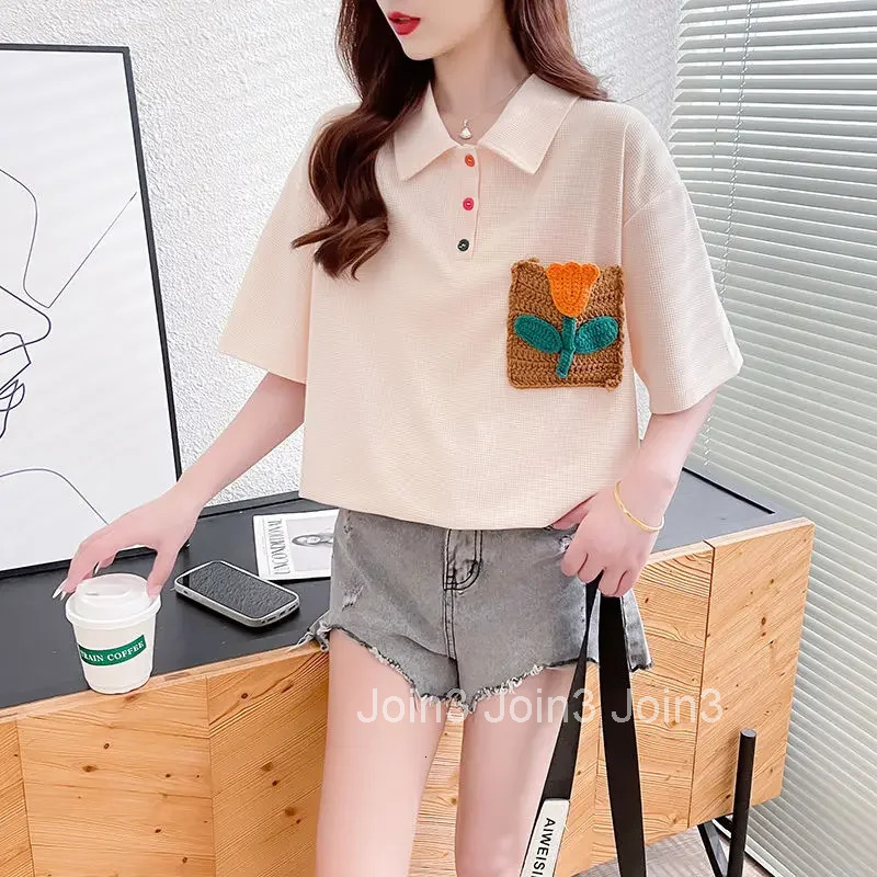 Baggy Woman Tshirt Summer Outfit Polo Neck T Shirt for Women Womens Short Sleeve T-shirt with Collar Casual Tops on Offer Cheap