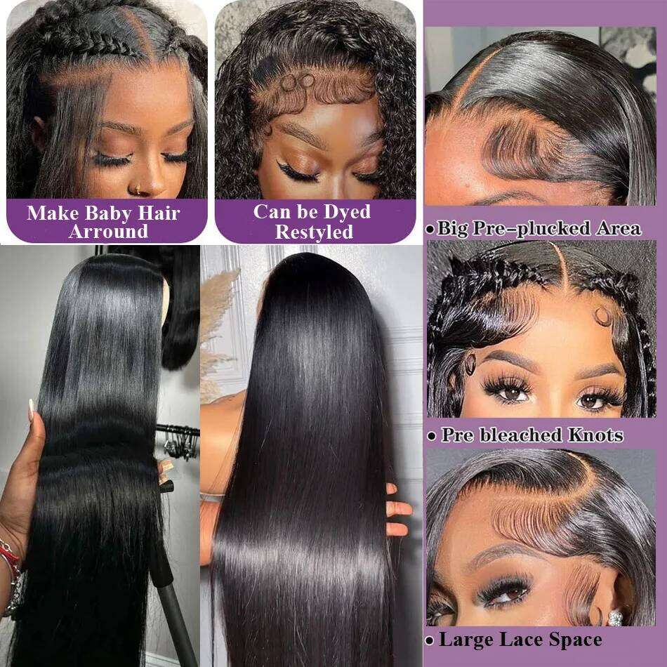 Transparent Front Human 13x4 13x6 Straight Frontal Pre Plucked 5x5 HD Lace Closure Wig Beliself Hair