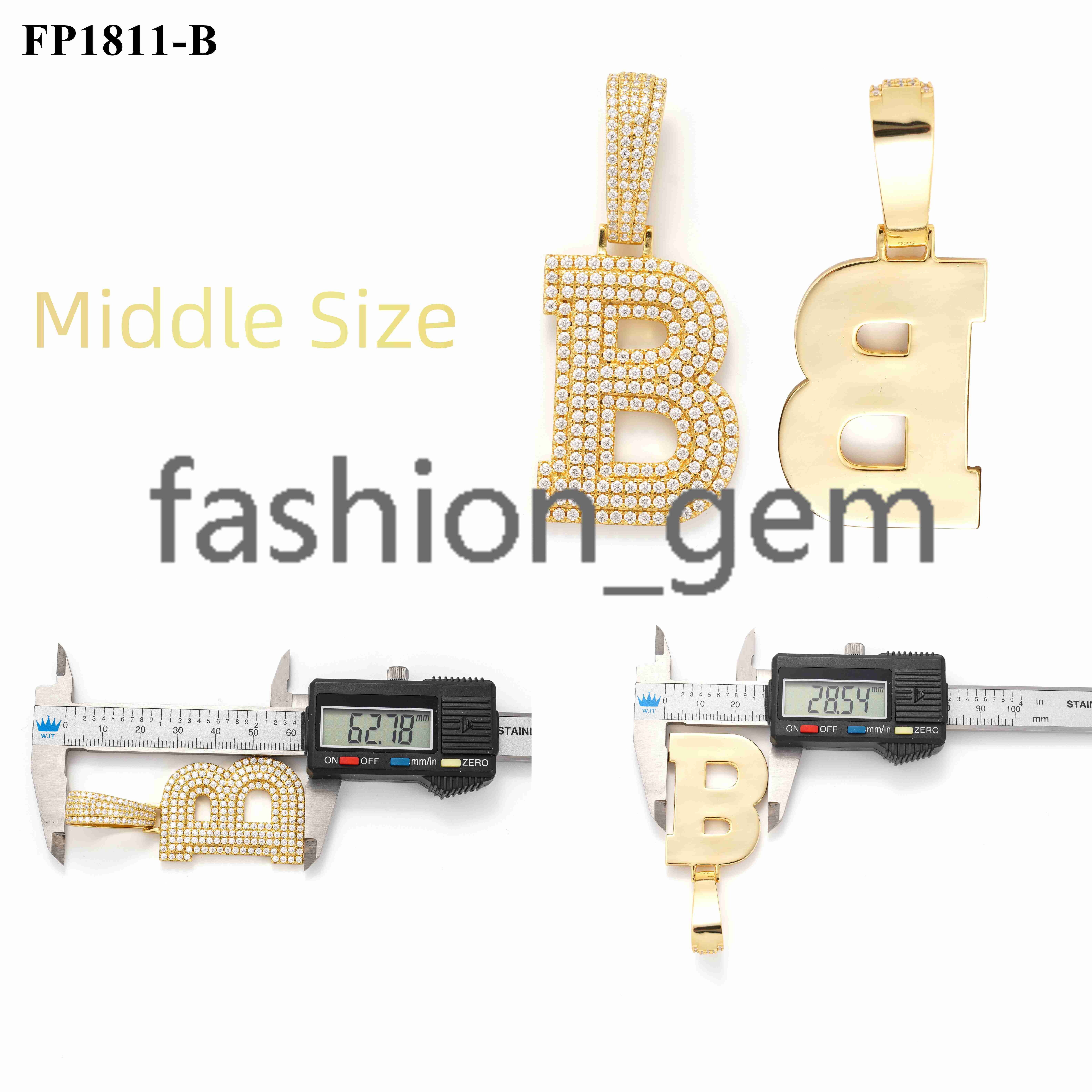 New Year Gifts Affordable Name Initials Letters Pendant Moissanite Name Pendant Custom Silver Hip Hop Rock Christmas Gifts