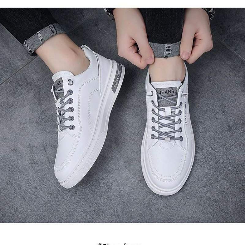 Cowhide Sneakers New Trend Casual Versatile Leather Men S Slip On Casual Shoes White Shoes Ddmysaturn