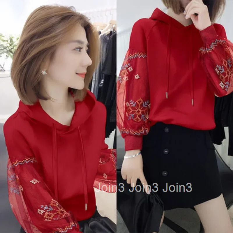 Red Blue Woman Tops With Orint On Hooded Sweatshirt for Women Korean Fashion New In Streetwear Y2k E Sweat-shirt Novelty Hoodies