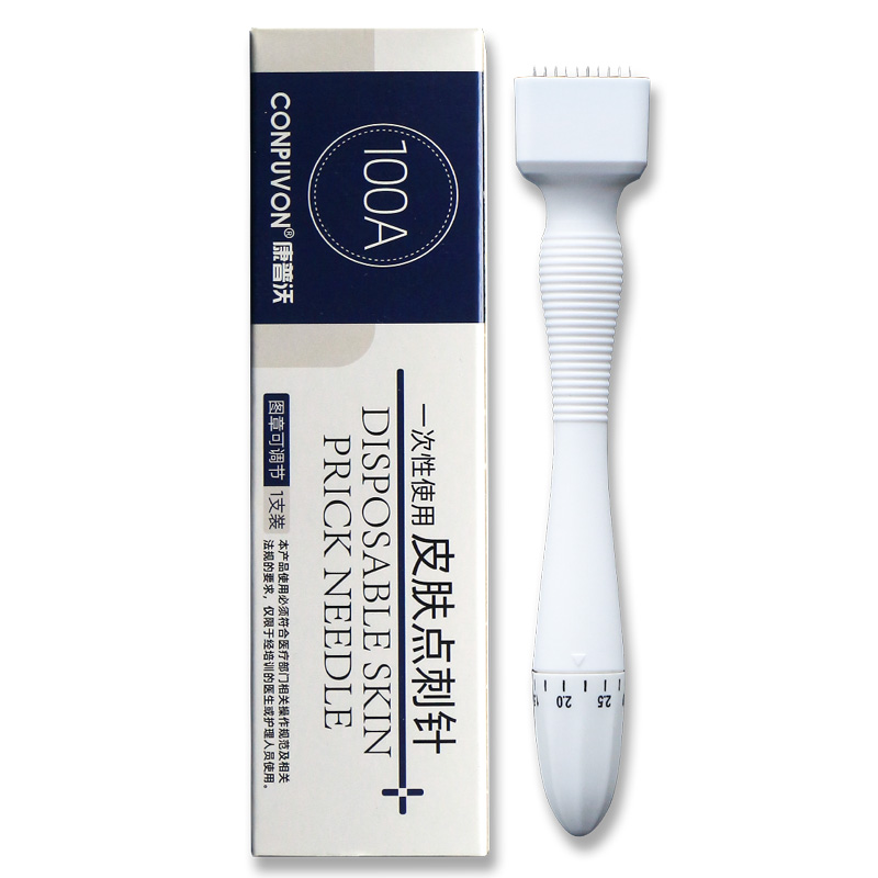 100 Titanium Microneedle Derma Stamp with Adjustable Length - At-Home Derma Roller for Beard & Skin Care