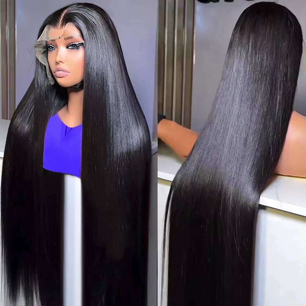 Mossily 30 42 Inch HD 13x6 Frontal Wigs Human Hair Straight Black 100% Raw Wig Brazilian Preplucked Lace Front 220 Density