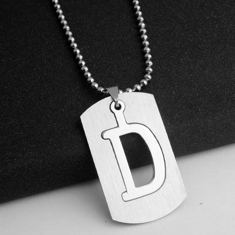 HNSP Stainless Steel Initials Pendant Chain Necklace For Men Women 26 Letter Name Jewelry Accessories W250618