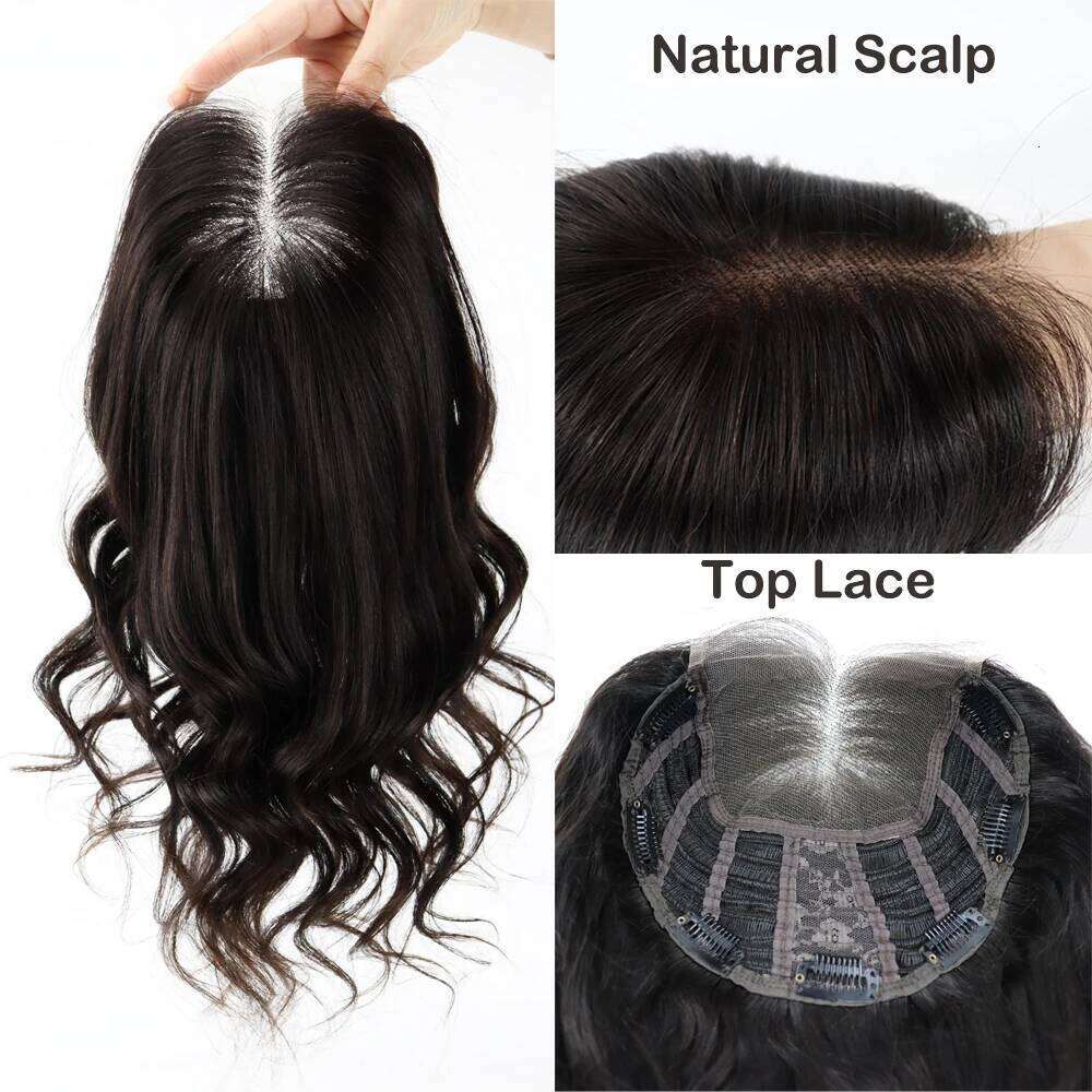 4X4 Inch Transparent HD Top Wave Curly Virgin European Human Hair Topper with Lace Front Closed Weft Thick Density