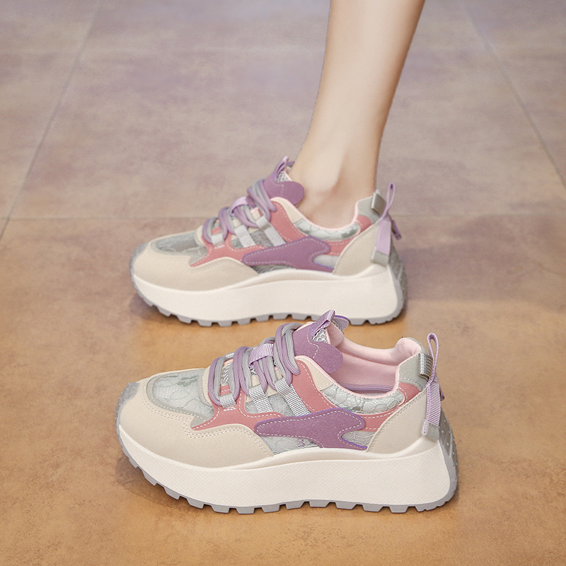 Spring Summer New Hollow Dad Extra Large Size Women's Student Mesh Breathable Korean Style Versatile Sports Shoes Running ddmythur