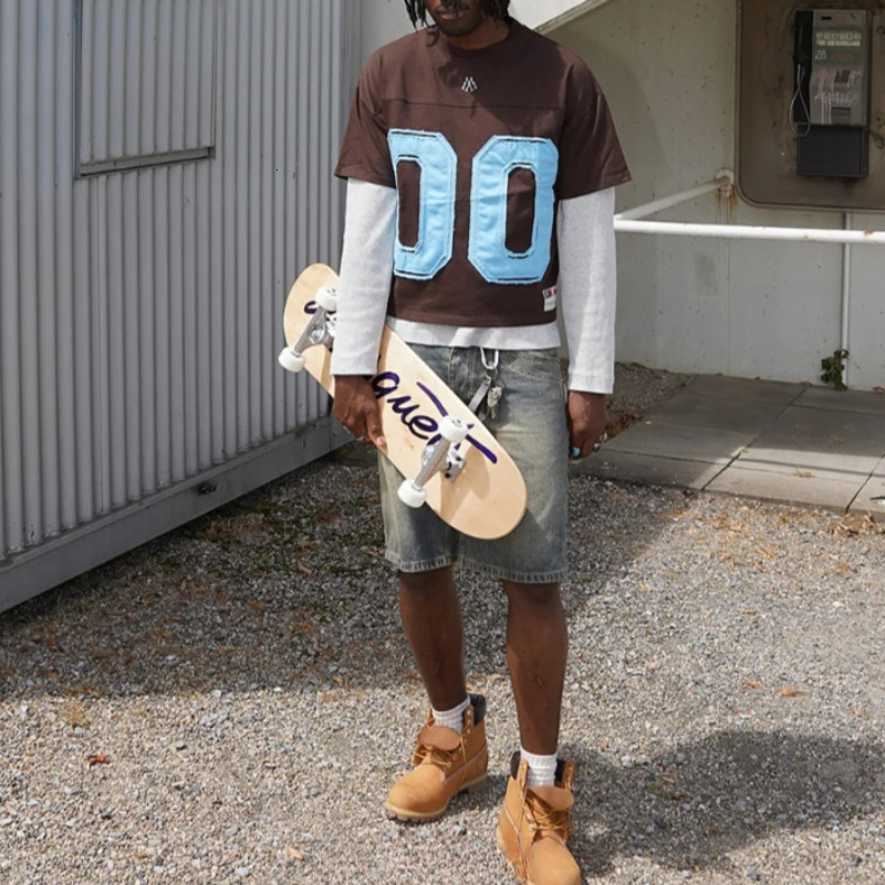 Y2K Street Retro Loose Cotton Sports T Shirt Men Women Street Hip Hop Summer Goth Trend Oversized Short Sleeve 250617CJ